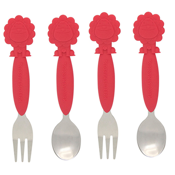 2PK 2pc Marcus & Marcus Spoon & Fork Cutlery Set Baby 3m+ Red Lion