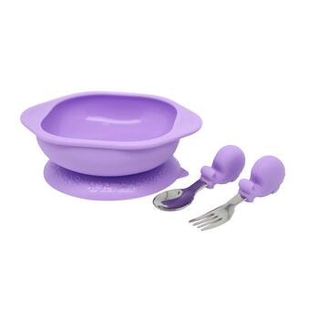 3pc Marcus & Marcus Toddler Meal Time Set Willow Whale Lilac 18m+