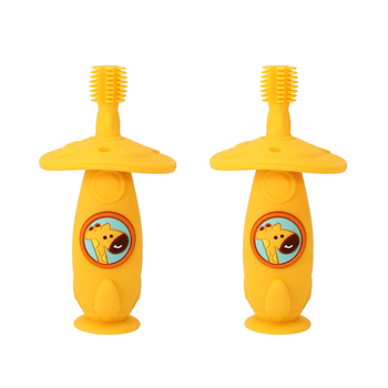 2PK Marcus & Marcus Self Training 360 Silicone Toothbrush Lola Giraffe Yellow 12m+