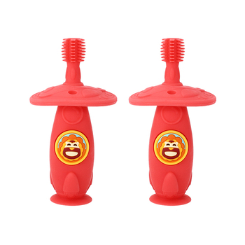 2PK Marcus & Marcus Self Training 360 Silicone Toothbrush Marcus Lion Red 12m+