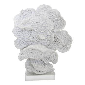 LVD Decorative Polyresin 20cm Coral Fann Decor - White