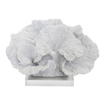 LVD Decorative Polyresin/Acrylic 21cm Fann Low Coral Home Decor - White