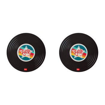 2PK Legami PVC Mousepad Anti-Slip Mouse Mat Round - Vinyl Black