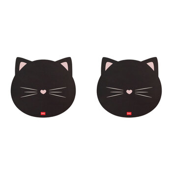 2PK Legami PVC Mousepad Anti-Slip Mouse Mat Pad - Kitty Black