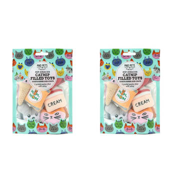 2x 6pc Mad Pets Nip-Knacks Catnip Filled Cat Play Toys Set Printed