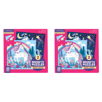 2x 20pc Mudpuppy Magnetic Jigsaw Puzzle 17x17cm Magic Unicorn Kids Game 3y+