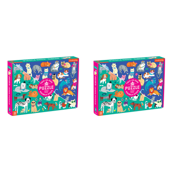 2x 100pc Mudpuppy Double-Sided Puzzle Cats & Dogs 55x42cm 6+