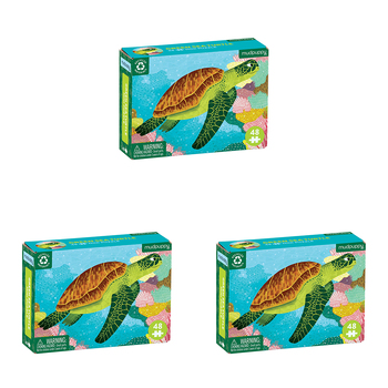 3x 48pc Mudpuppy Kids Mini Jigsaw Puzzle 20x14.5cm Ocean Green Turtle 4+