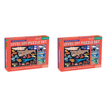 2PK Mudpuppy Level Up Kids 4 Jigsaw Puzzle Set Oceans 3+