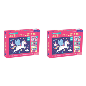 2PK Mudpuppy Level Up Kids 4 Jigsaw Puzzle Set Unicorn 3+