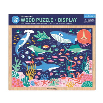 100pc Mudpuppy Jigsaw Wood Puzzle & Display Ocean Life Game 3+
