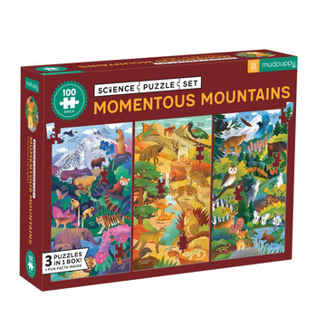 100pc Mudpuppy Jigsaw Puzzle x 3 Momentous Mountains Kids Game 3y+