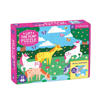12pc Mudpuppy Lift The Flap Kids Jigsaw Puzzle 45.75x35cm Unicorn 2+