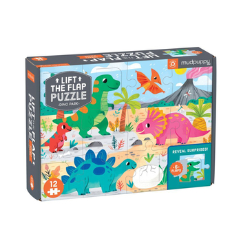 12pc Mudpuppy Lift The Flap Kids Jigsaw Puzzle 45.75x35cm Dinosaur 2+