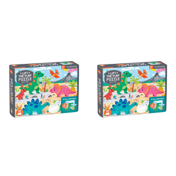 2x 12pc Mudpuppy Lift The Flap Kids Jigsaw Puzzle 45.75x35cm Dinosaur 2+