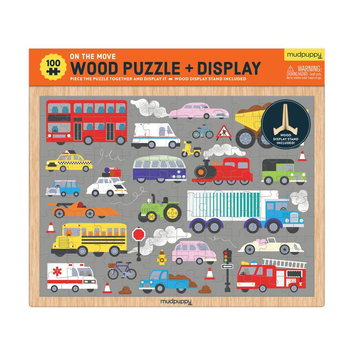 100pc Mudpuppy Wood Puzzle & Display 30x23cm On the Move Game 3y+