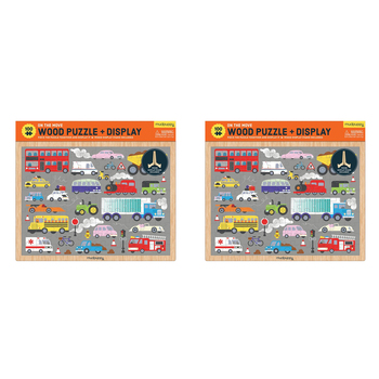 2x 100pc Mudpuppy Wood Puzzle & Display 30x23cm On the Move Game 3y+