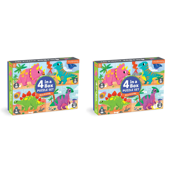 2PK Mudpuppy Kids 4 In A Box Jigsaw Puzzle Set Dino Friends 3+