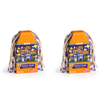 2x 36pc Mudpuppy Kids Jigsaw Puzzle To Go w/ Pouch 30.5x23cm Spooky House 3y+