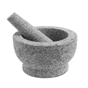 Classica Solid Granite Mortar & Pestle Spice Herb Pounder 15x8.5cm Grey