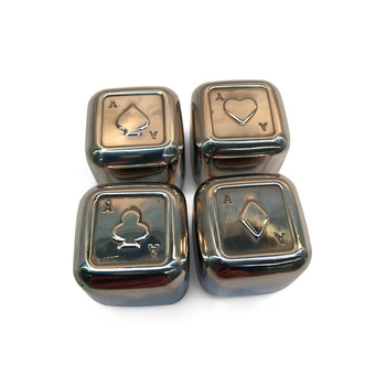 4pc Men's Republic Playing Card Suits Ice Cubes Stainless Steel