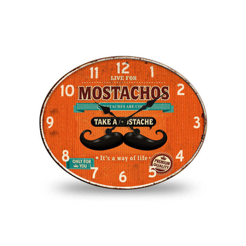 Men's Republic Retro Vintage Style Metal Wall Clock Mostachos
