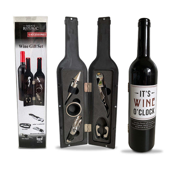 5pc Men's Republic Wine Tool Drip Stop/Foil Cutter Gift Set Bottle