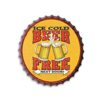 Men's Republic Man Cave Retro Vintage Style Sign Free Cold Beer 33cm