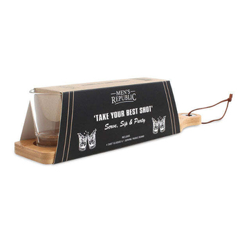 5pc Men's Republic Paddle Board with 4 Shot Glasses Party Set