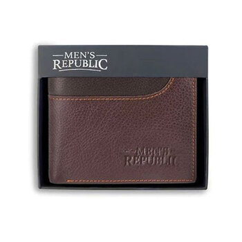 Men's Republic Leather Bifold RFID Protected Wallet - Coffee