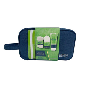 4pc Men's Republic Grooming Kit in Toiletry Bag - Body Wash & Roll-On