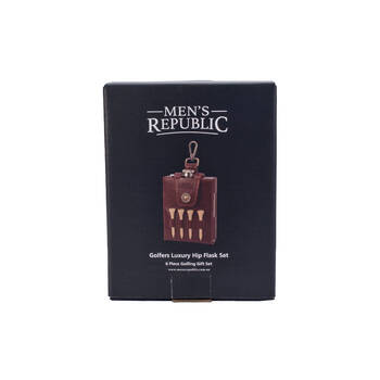 Men’s Republic Golfers Luxury Hip Flask Set with Tees and Marker - Black