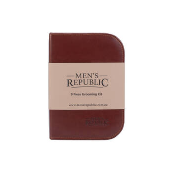 9pc Men's Republic Grooming Kit Essential Care Set in Zipper Bag - Black