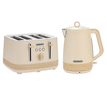Morphy Richards Essence Scandi Jug Kettle and 4 Slice Toaster Set Tapioca