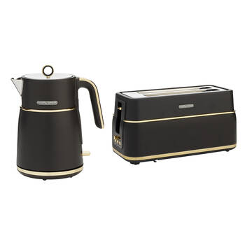 Morphy Richards Signature Soft Gold Kettle 2200W & Toaster 1800W 4 Slice - Black