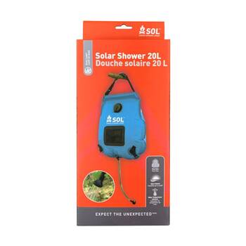 SOL 20L Solar Camping Shower With Thermometer Flow-Control Head Mesh Pocket