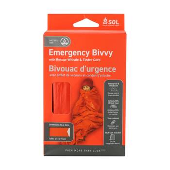 SOL Emergency Bivvy 90 Percent Heat Reflective Waterproof Orange Rescue Whistle