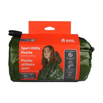 SOL Sport Utility Poncho Heat Reflective Waterproof Tear-Resistant 132 X 102cm