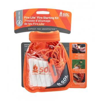 SOL Fire Starting Kit Survival Waterproof Tinder Quik With Sparker Dry Bag 180g