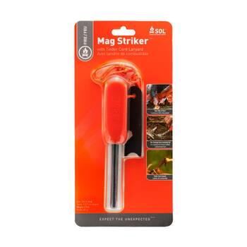 SOL Mag Striker Fire Starter Magnesium And Flint With Tinder Cord Bottle Opener
