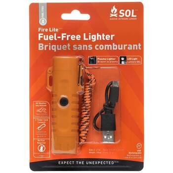 SOL Fire Lite Fuel-Free Lighter Dual Arc USB Rechargeable Waterproof 100lm LED