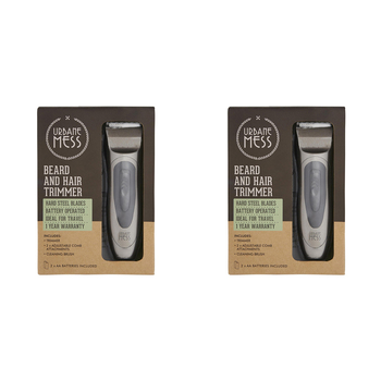 2x Urbane Mess Men's Electric Cordless Beard Hair Trimmer Grooming Care Set