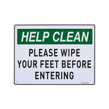 Please Wipe Your Feet Before Entering Medium Sign 200x300x1mm Polypropylene