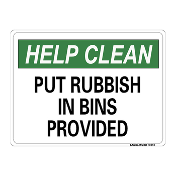 Put Rubbish In Bins Provided Medium Sign 225x300x1mm Polypropylene
