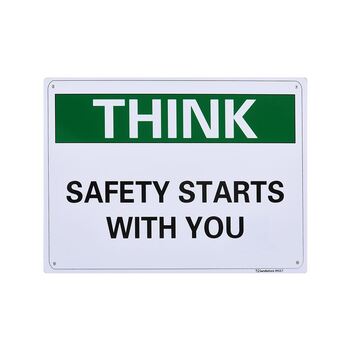 Think Safety Starts With You Medium Sign 200x300x1mm Polypropylene