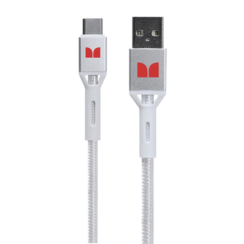 Monster Braided 1.2M USB-C to USB-A White Phone Charging/Sync Cable