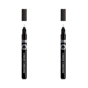 2PK Molotow High Gloss Mirrored Effect Liquid Chrome Marker Art Pen 1mm