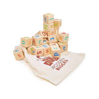 26pc Mentari Alphabet Spelling Blocks Wooden Toy 3y+