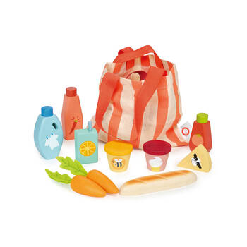 Mentari Bargain Grocery Bag Set Pretend Play Wooden Toy 3y+