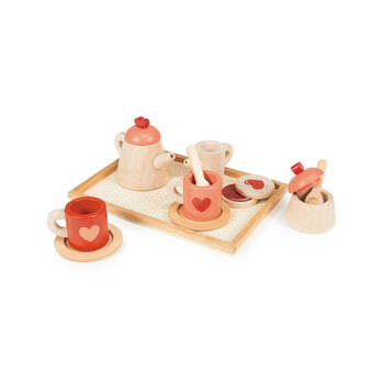 Mentari Wooden Tea Time Tray Set Kids Pretend Play 3y+